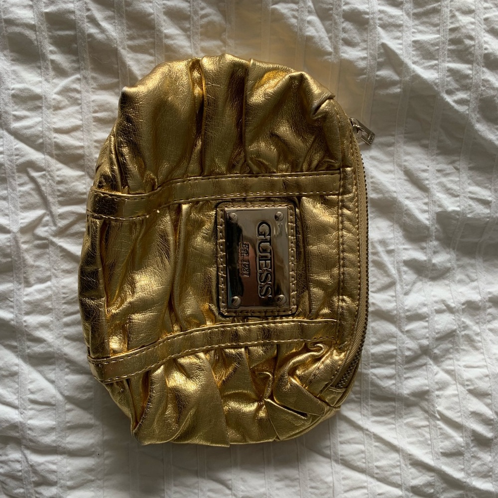 Gold Guess makeup bag/evening clutch